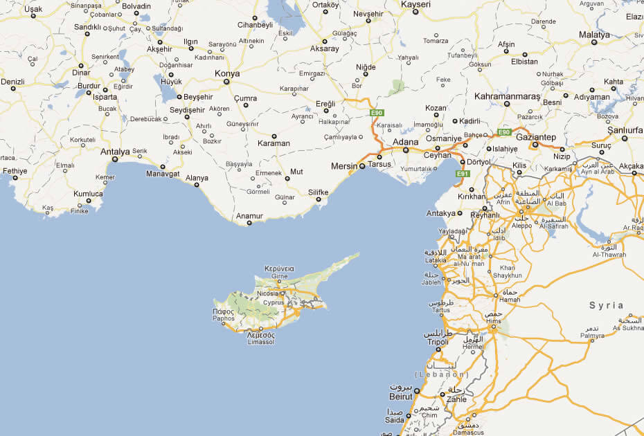 Akrotiri und Dhekelia zypern karte